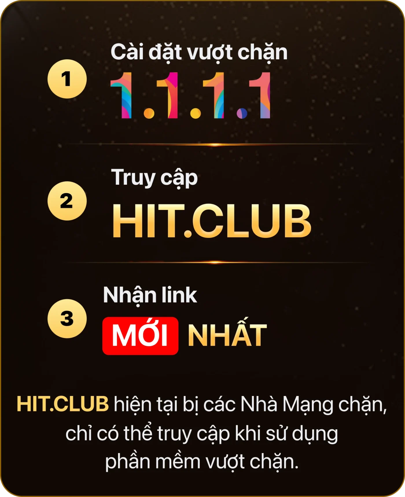 Truy cập 1.1.1.1 để nhận link Hitclub